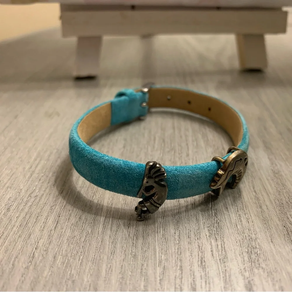 Native American Genuine Leather Bracelet with removable charm accents - Picture 2 of 5